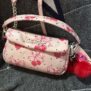 Luv Betsey Johnson Pink Heart and Bow Cherries Crossbody Bag purse NEW